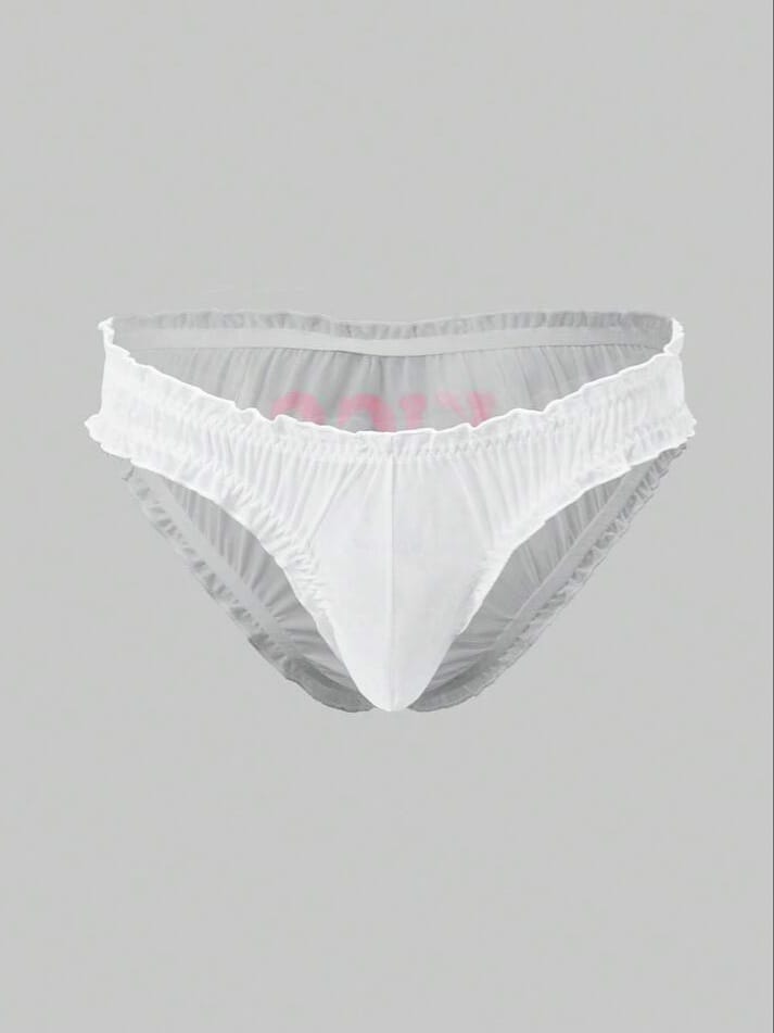 White "KISS ME" mesh brief